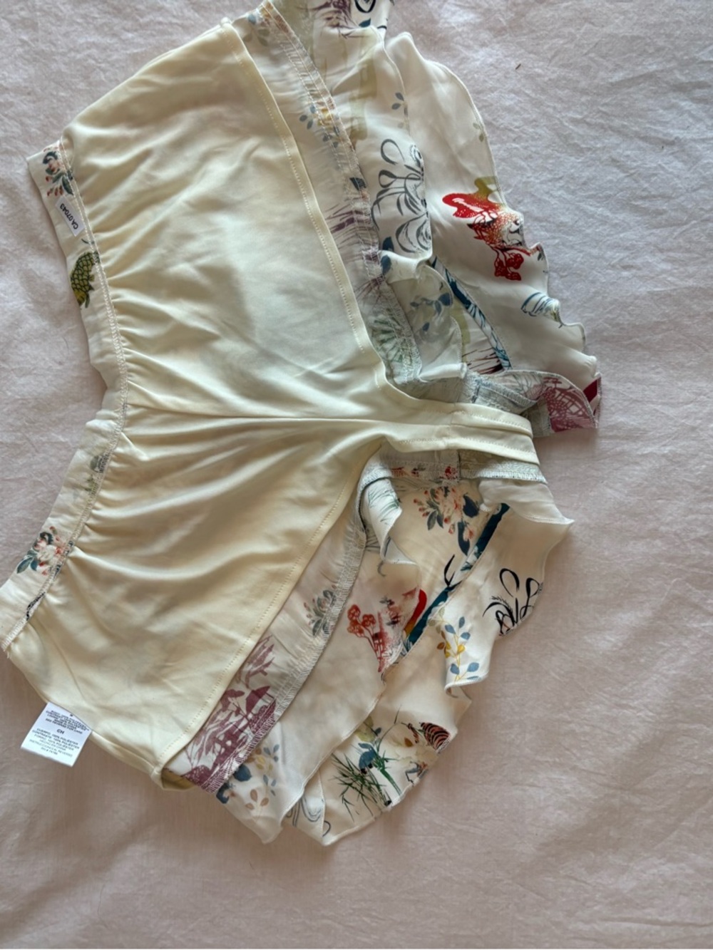 Ivory Floral & Tiger Print Ruffle-Hem Skort - Picture 6 of 11